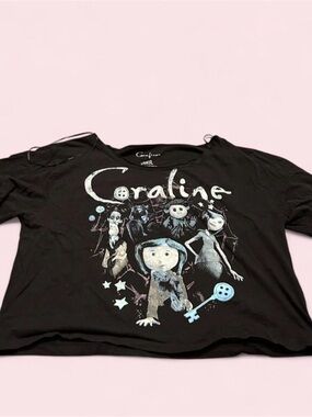 Coraline Graphic Tee - Black with Blue Accents